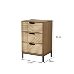 Home Source Mundesley 3 Drawer Bedside - thumbnail 7