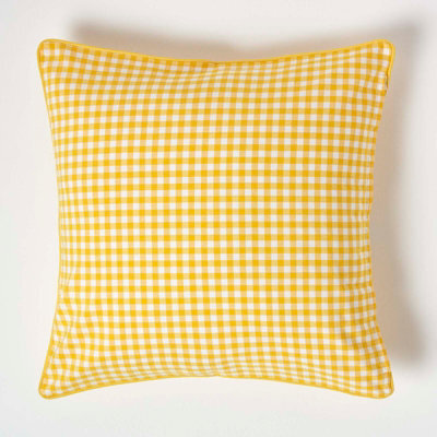 Homescapes Cotton Gingham Check Yellow Cushion Cover, 60 X 60 Cm - image 1