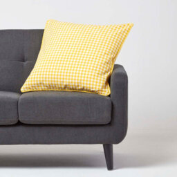 Homescapes Cotton Gingham Check Yellow Cushion Cover, 60 X 60 Cm - thumbnail 2