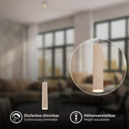 Briloner Beige Rechargeable Led Pendant Light Height Adjustable Dimmable 3.5W 280Lm Warm White 3000K - thumbnail 2