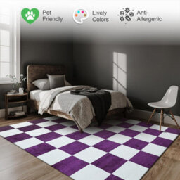 Homeart Plaid Area Rug , Super Soft & Sustainable Woven Carpet With Modern Checkered Design Liliac 200X290 - thumbnail 5