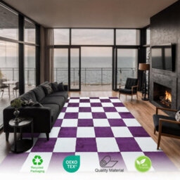 Homeart Plaid Area Rug , Super Soft & Sustainable Woven Carpet With Modern Checkered Design Liliac 200X290 - thumbnail 2