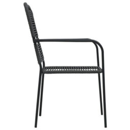 Berkfield 9 Piece Garden Dining Set Cotton Rope And Steel Black - thumbnail 7