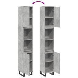 Berkfield Bathroom Cabinet Concrete Grey 30X30X190 Cm Engineered Wood - thumbnail 8