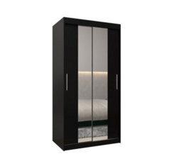Arte Tokyo 01 Contemporary Mirrored 2 Sliding Door Wardrobe 5 Shelves 2 Rails Black Matt (H)2000mm (W)1000mm (D)620mm - thumbnail 1