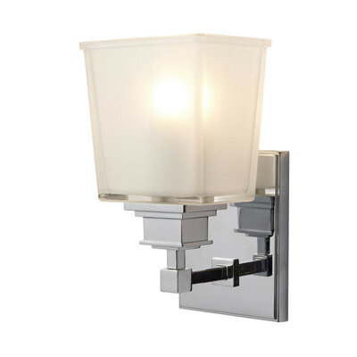 Stylish Ip44 Wall Light With Opal Glass Shade And Polished Chrome Finish