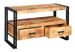 Buttercup Farm Cosmo Industrial Tv Stand - Solid Mango Wood - L45 X W102 X H60 Cm - thumbnail 3