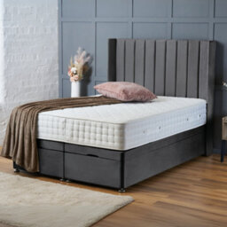 Bsspoke Steel Plush Ottoman Divan Bed 54Inch Headboard & 10Inch Orthopaedic Mattress End Lift Up Storage Available In All Sizes - thumbnail 1