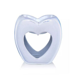 Heart Wax Melt Burner. Made From Ceramic. Gift Boxed. - Pearlised White. Height 11 Cm - thumbnail 1