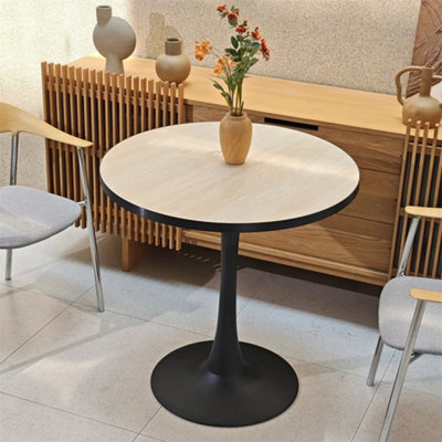 Wood Effect Marble Top Round Table Modern Dining Table Tulip Round Kitchen Table - image 1