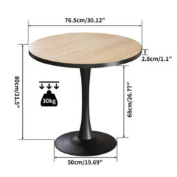 Wood Effect Marble Top Round Table Modern Dining Table Tulip Round Kitchen Table - thumbnail 2