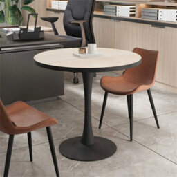 Wood Effect Marble Top Round Table Modern Dining Table Tulip Round Kitchen Table - thumbnail 5