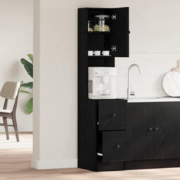 Berkfield Modern Kitchen Cabinet With Drawer With Door Black Oak Engineered Wood - thumbnail 4