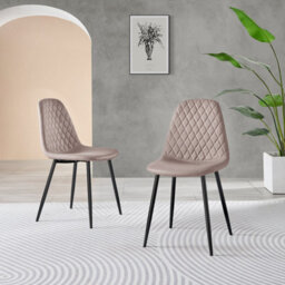 Furniturebox Elina White Marble Effect Round Pedestal Dining Table With Curved Black Support And 2 Cappuccino Leather Corona Black Leg Chairs - thumbnail 5