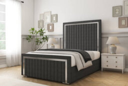 "Sloomy Boston Chrome Graphite Dumfries Bed Frame With 50"" Upholstered Headboard 4' Small Double" - thumbnail 2