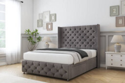 "Sloomy Luthor Slate Naples Divan Bed Base No Drawers-54"" Wingback Headboard & 12"" Footboard 3' Single" - thumbnail 3