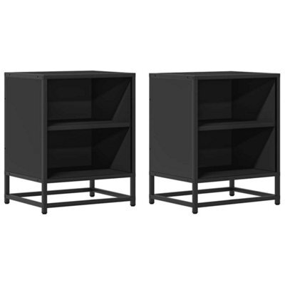 Berkfield Elegant Bedside Cabinets 2 Pcs Black 40X31X50 Cm Engineered Wood And Metal