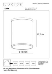 Lucide Tubix Outdoor Flush Ceiling Light White - thumbnail 4