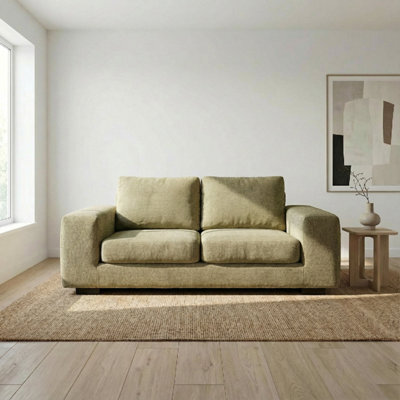 Abakus Direct Boston 3 Seater Sofa In Olive Green Basket Weave - image 1