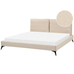 Beliani Bed Boucle Melle 180 X 200 Cm (Eu Super King) Beige - thumbnail 1