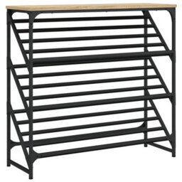 Berkfield Shoe Rack Sonoma Oak 90X30X85 Cm Engineered Wood - thumbnail 2