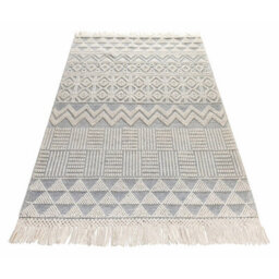 Ivory Kilim Geometric Luxurious Modern Wool Moroccan Wool Hand Made Rug For Dining Room Bedroom & Living Room-120Cm X 170Cm - thumbnail 7