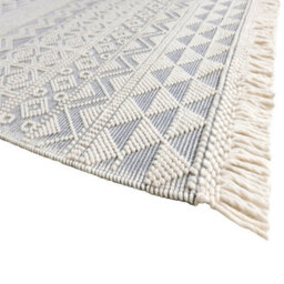 Ivory Kilim Geometric Luxurious Modern Wool Moroccan Wool Hand Made Rug For Dining Room Bedroom & Living Room-120Cm X 170Cm - thumbnail 5