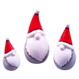 3 X Ceramic Christmas Gonk Ornaments - Freestanding Scandi Gnome Family Figurines With Xmas Hats, Novelty Home Festive Decorations - thumbnail 3