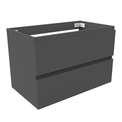 AVER-GROWTH Wall-Mounted Bathroom Vanity Unit Gloss Grey Flat Pack Bathroom Cabinets Only 790(W)X445X(D)X520(H)mm With 2 Drawers - image 1
