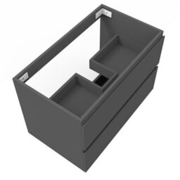 AVER-GROWTH Wall-Mounted Bathroom Vanity Unit Gloss Grey Flat Pack Bathroom Cabinets Only 790(W)X445X(D)X520(H)mm With 2 Drawers - thumbnail 3