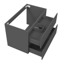 AVER-GROWTH Wall-Mounted Bathroom Vanity Unit Gloss Grey Flat Pack Bathroom Cabinets Only 790(W)X445X(D)X520(H)mm With 2 Drawers - thumbnail 4