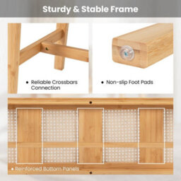 Bamboo Dining Bench With Handwoven Rattan Seat Indoor Outdoor - thumbnail 4