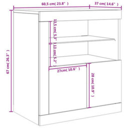 Vidaxl Sideboard With Led Lights Concrete Grey 60.5X37X67 Cm - thumbnail 3