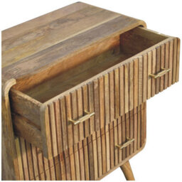 Wyld Haus Puglia 3-Drawer Mango Wood T-Bar Ridged Chest Natural Oak Finish - thumbnail 6