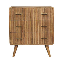 Wyld Haus Puglia 3-Drawer Mango Wood T-Bar Ridged Chest Natural Oak Finish - thumbnail 2