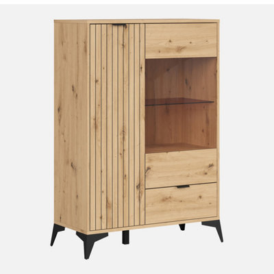 Heze Furniture Lammy 2 Drawer 90Cm Low Display Cabinet - Artisan Oak - image 1