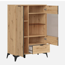 Heze Furniture Lammy 2 Drawer 90Cm Low Display Cabinet - Artisan Oak - thumbnail 3