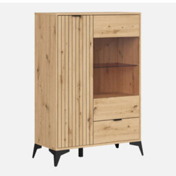 Heze Furniture Lammy 2 Drawer 90Cm Low Display Cabinet - Artisan Oak - thumbnail 1