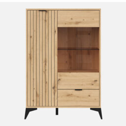Heze Furniture Lammy 2 Drawer 90Cm Low Display Cabinet - Artisan Oak - thumbnail 2