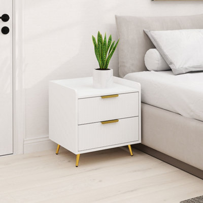 Homcom Bedside Table With 2 Drawers For Bedroom, Living Room, White - image 1