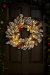 Marco Paul Luxury Pre-Lit Snow Flocked Wreath
