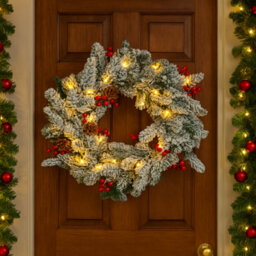 Marco Paul Luxury Pre-Lit Snow Flocked Wreath - thumbnail 7