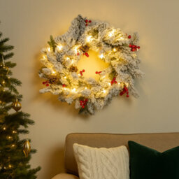 Marco Paul Luxury Pre-Lit Snow Flocked Wreath - thumbnail 6