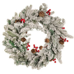 Marco Paul Luxury Pre-Lit Snow Flocked Wreath - thumbnail 3