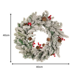 Marco Paul Luxury Pre-Lit Snow Flocked Wreath - thumbnail 2