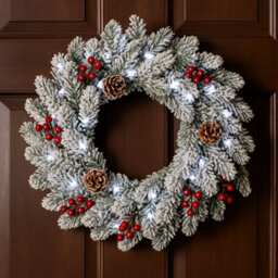 Marco Paul Luxury Pre-Lit Snow Flocked Wreath - thumbnail 8