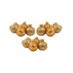 Christmas Tree Baubles - Glass Decorative Gold Pack Of 12 Assorted - thumbnail 1