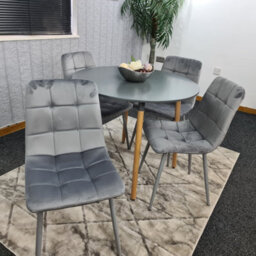 Kosy Koala Dining Table Set Of 4 Round Grey Dining Table And 4 Grey Velvet Tufted Chairs For Kitchen Room Dining Room - thumbnail 5