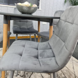 Kosy Koala Dining Table Set Of 4 Round Grey Dining Table And 4 Grey Velvet Tufted Chairs For Kitchen Room Dining Room - thumbnail 8