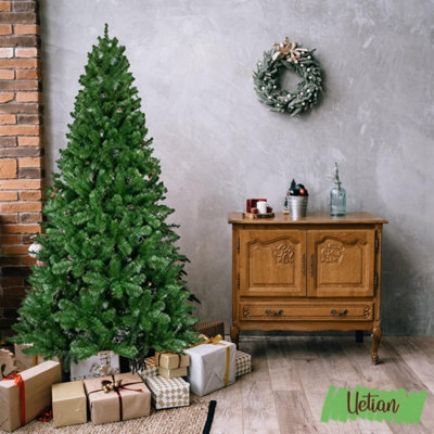Uetian 5Ft Artificial Green Xmas Tree Small Spruce For Home Office Party Use 600 Pvc Tips Metal Stand No Decoration Added - image 1